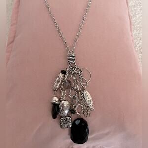 Gun Metal Necklace With 6 Charm Dangles